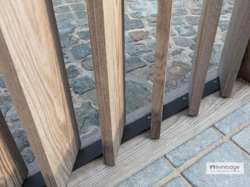 Moderne houten shutters als terrasafscheiding te Meulebeke | Houten shutters op maat