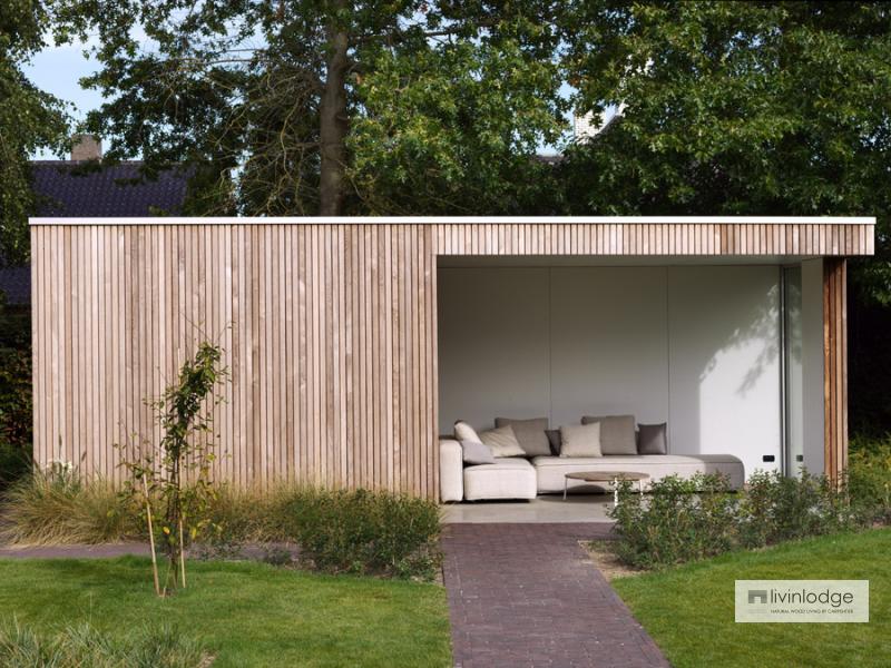 Moderne tuinberging annex loungeruimte te Roeselare | Houten bijgebouwen op maat