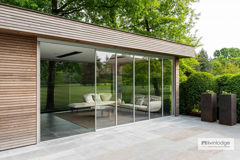 Moderne poolhouse met tuinberging in Vlaams-Brabant