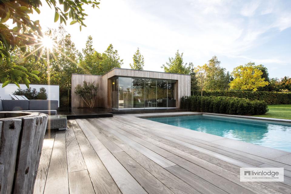 Moderne poolhouse in HOTwood essen te Zwijnaarde