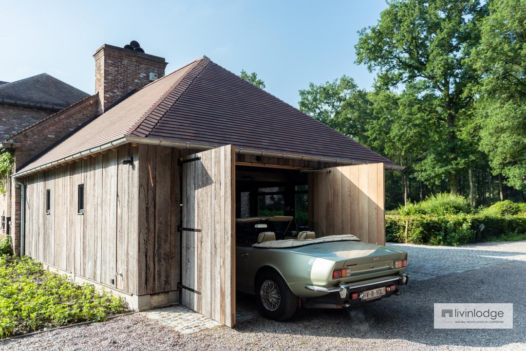 eiken carport landelijke stijl - houten bijgebouwen op maat