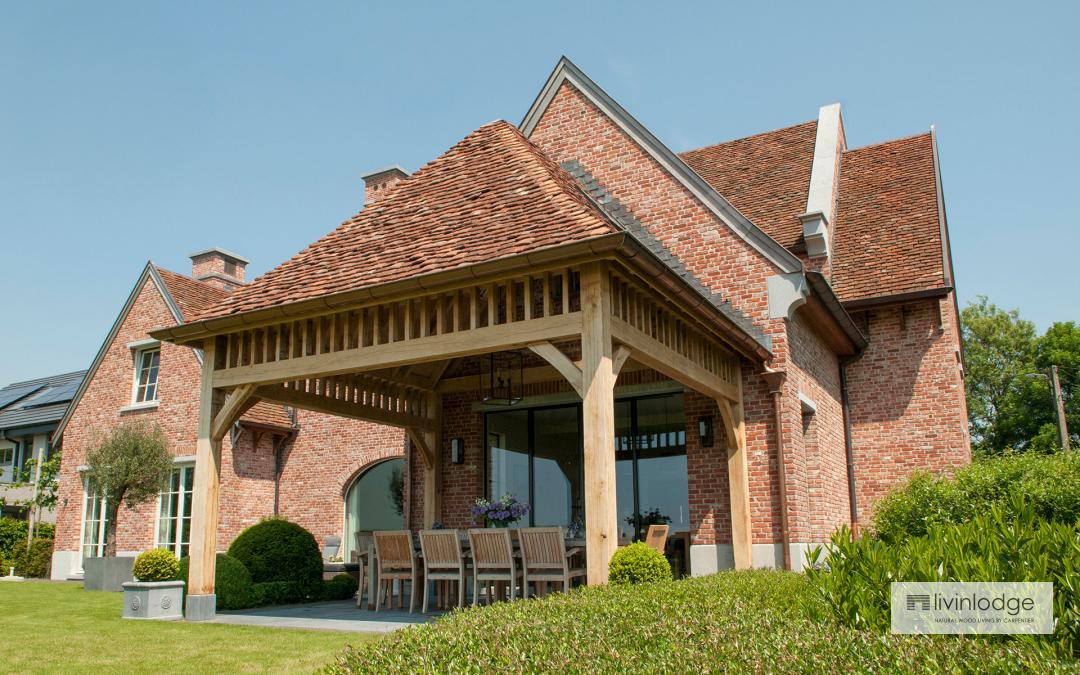 Houten landelijke terrasoverkapping